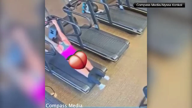 Incident mai puțin obișnuit într-o sală de sport. Momentul în care o femeie care alerga pe bandă rămâne fără pantaloni