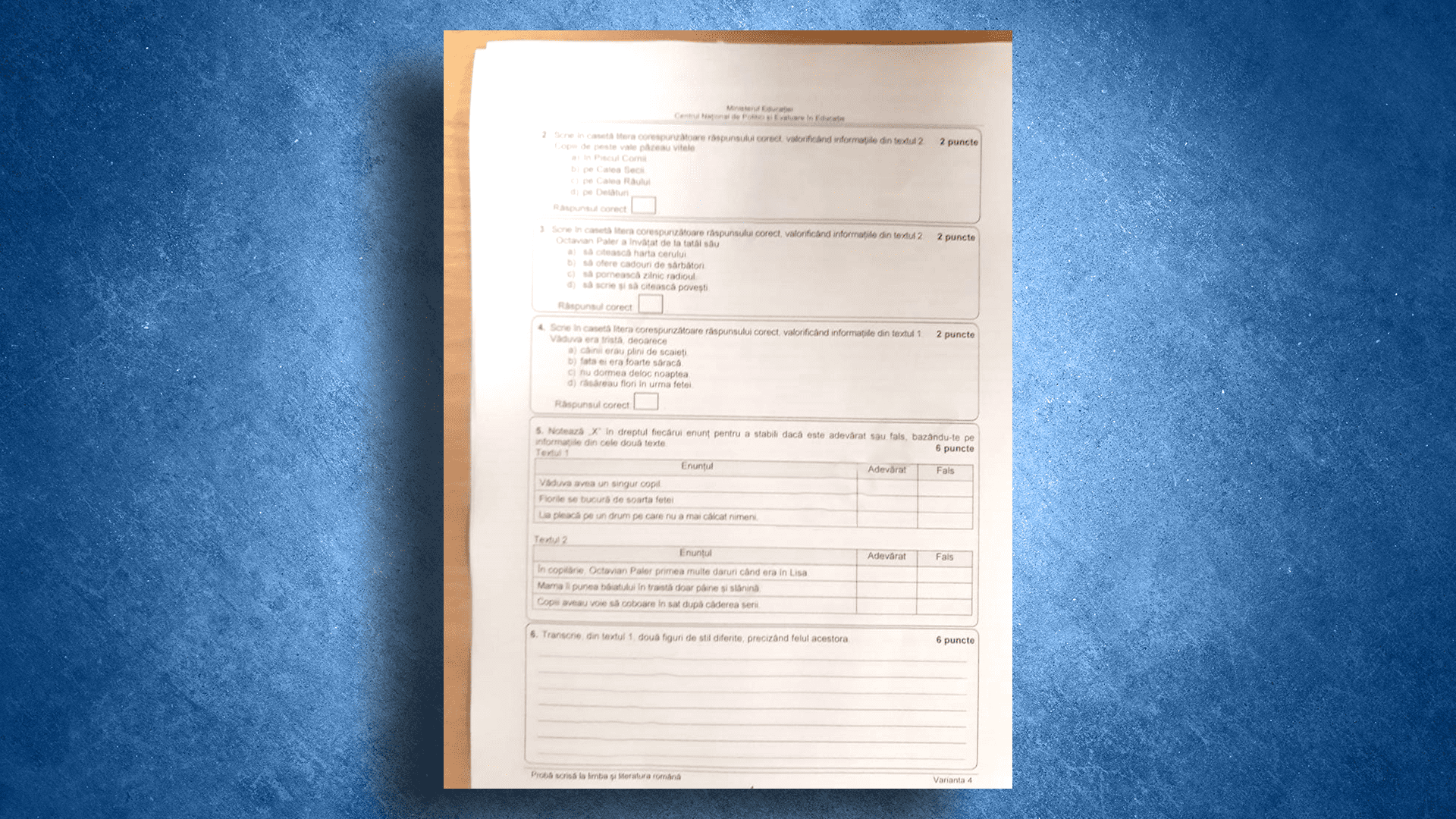 subiecte romana evaluare nationala 2023