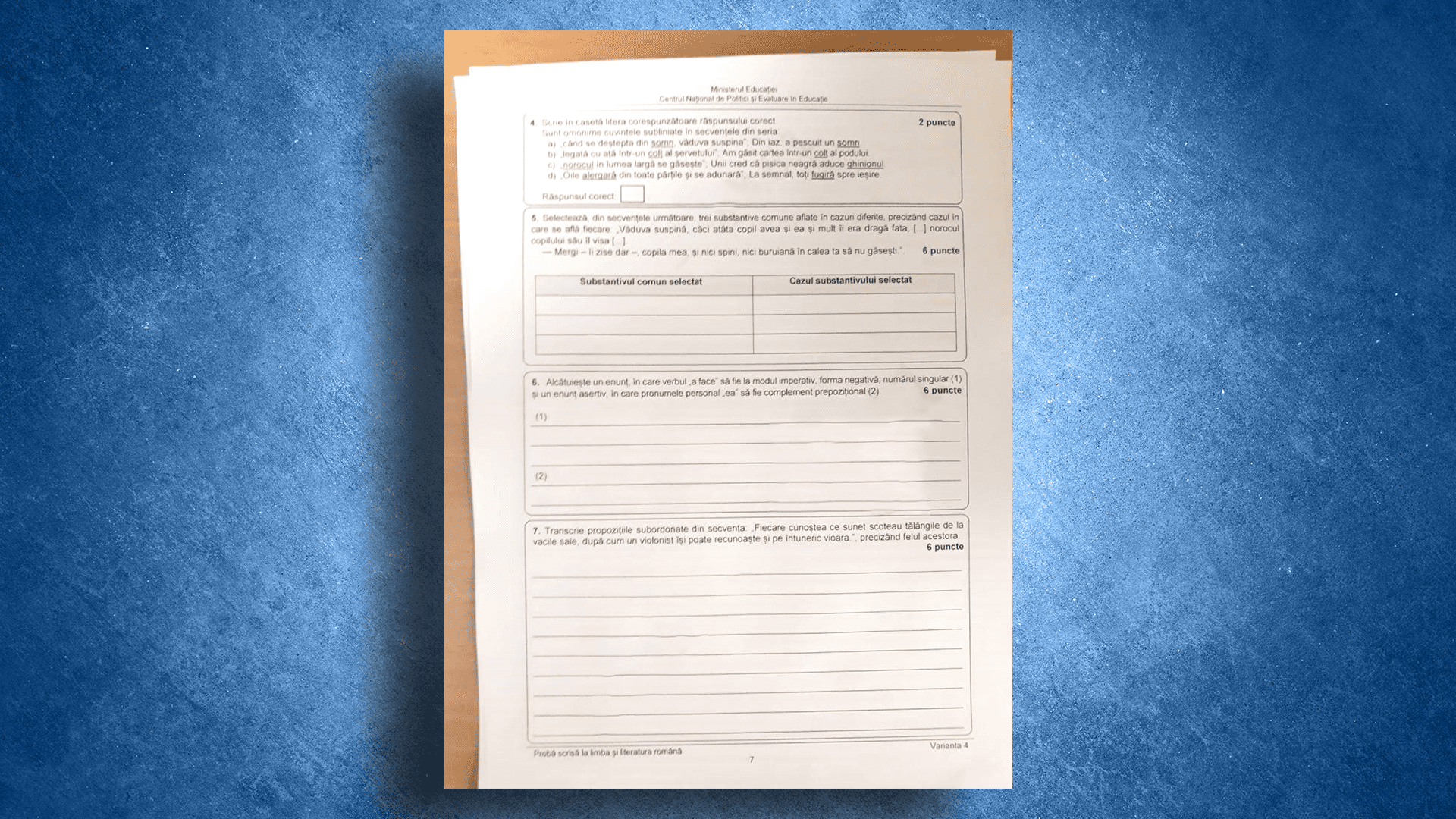 subiecte romana evaluare nationala 2023