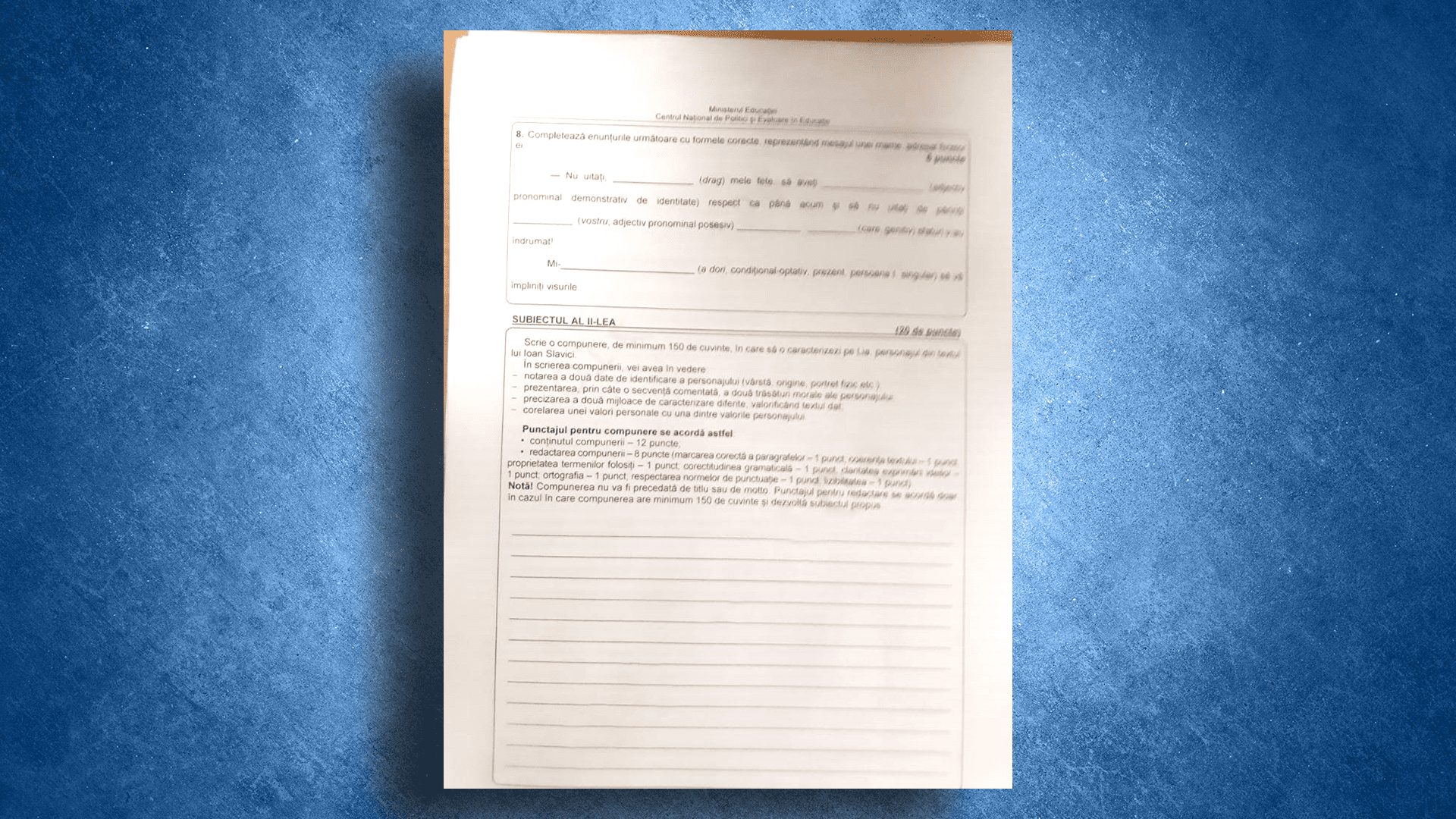 subiecte romana evaluare nationala 2023