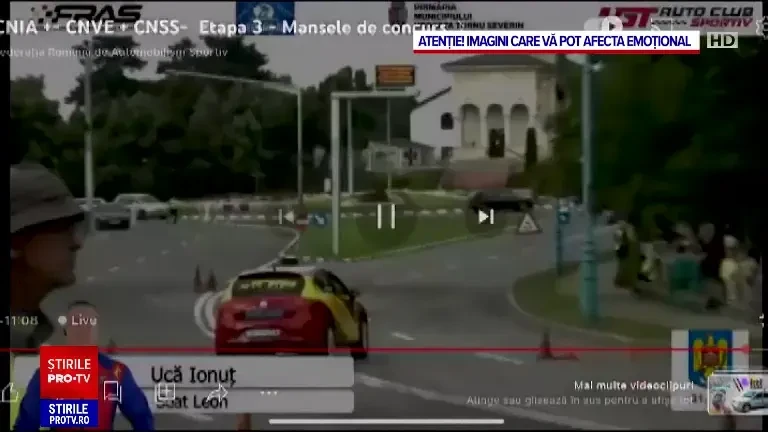 Un tânăr de 17 ani a fost lovit în plin de o mașină, în timpul unui raliu ținut la Drobeta-Turnu Severin. Incidentul, filmat