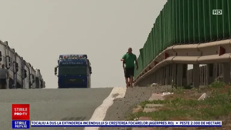 Coloană de zeci de kilometri de camioane cu cereale, către Agigea. Majoritatea sunt din Ucraina