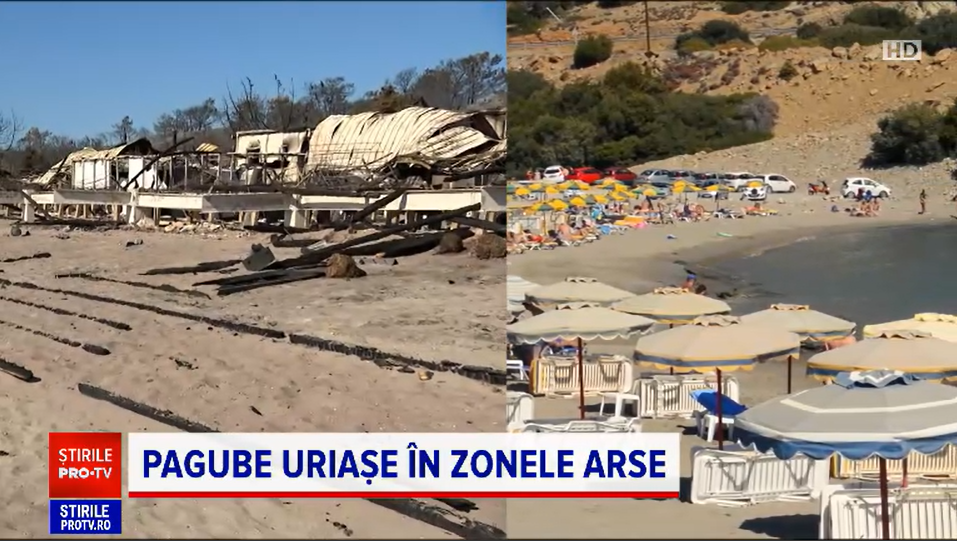 Furia focului a trecut, dar pe turiștii care au vacanțe în Rodos îi așteaptă peisaje dezolante