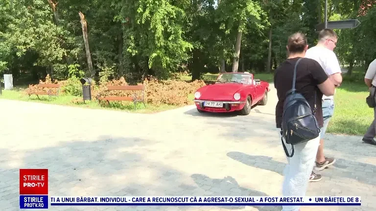 Zeci de mașini retro au fost expuse în Parcul Central din Buziaș. Mașina care a atras toate privirile