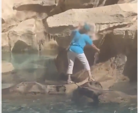 O turistă a stârnit indignare în Italia după ce s-a urcat pe Fontana di Trevi ca să-și umple sticla cu apă. VIDEO