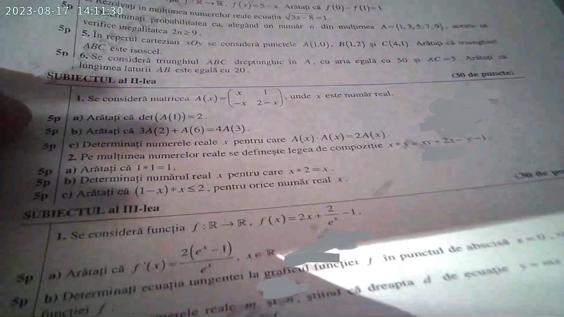 Bac de toamna Subiecte