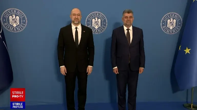 Premierul Ucrainei, Denis Şmîhal, a fost primit de Marcel Ciolacu la Palatul Victoria. Ce vor discuta cei doi