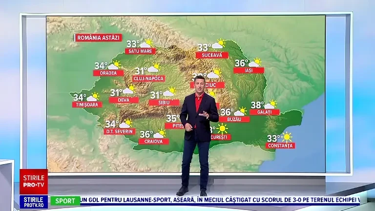 Vremea azi, 20 august. Canicula pune stăpânire pe cea mai mare parte a țării. Se vor resimiți 40 de grade în unele zone