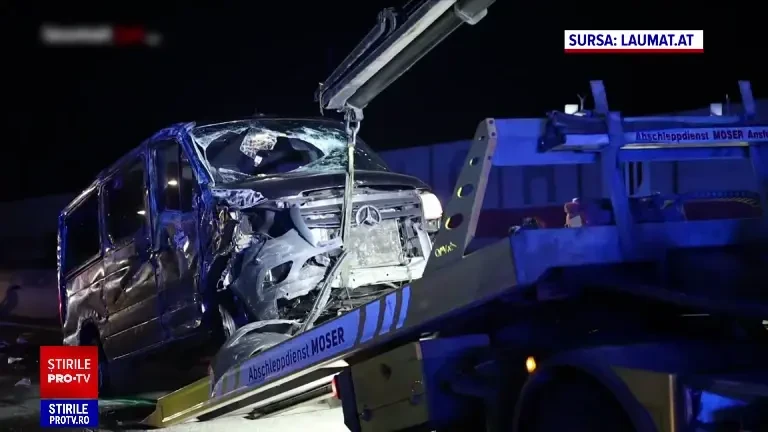 Accident cu 9 victime, între care și români, în Austria. Un microbuz și o dubă s-au răsturnat