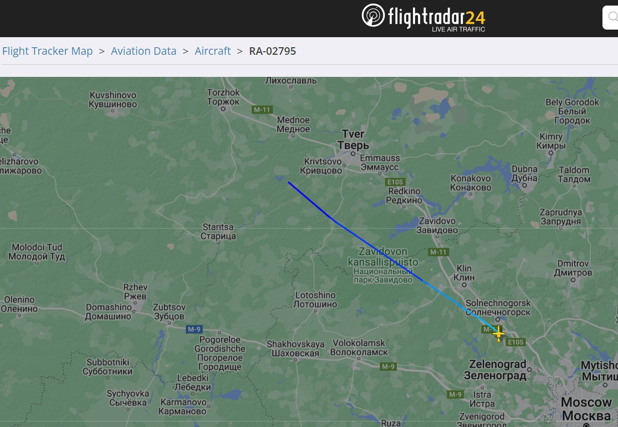 Traseul avionului lui Evgheni Prigojin