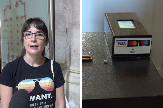 Reacția unei turiste spaniole când a văzut că o biserică din România are POS la cutia milei