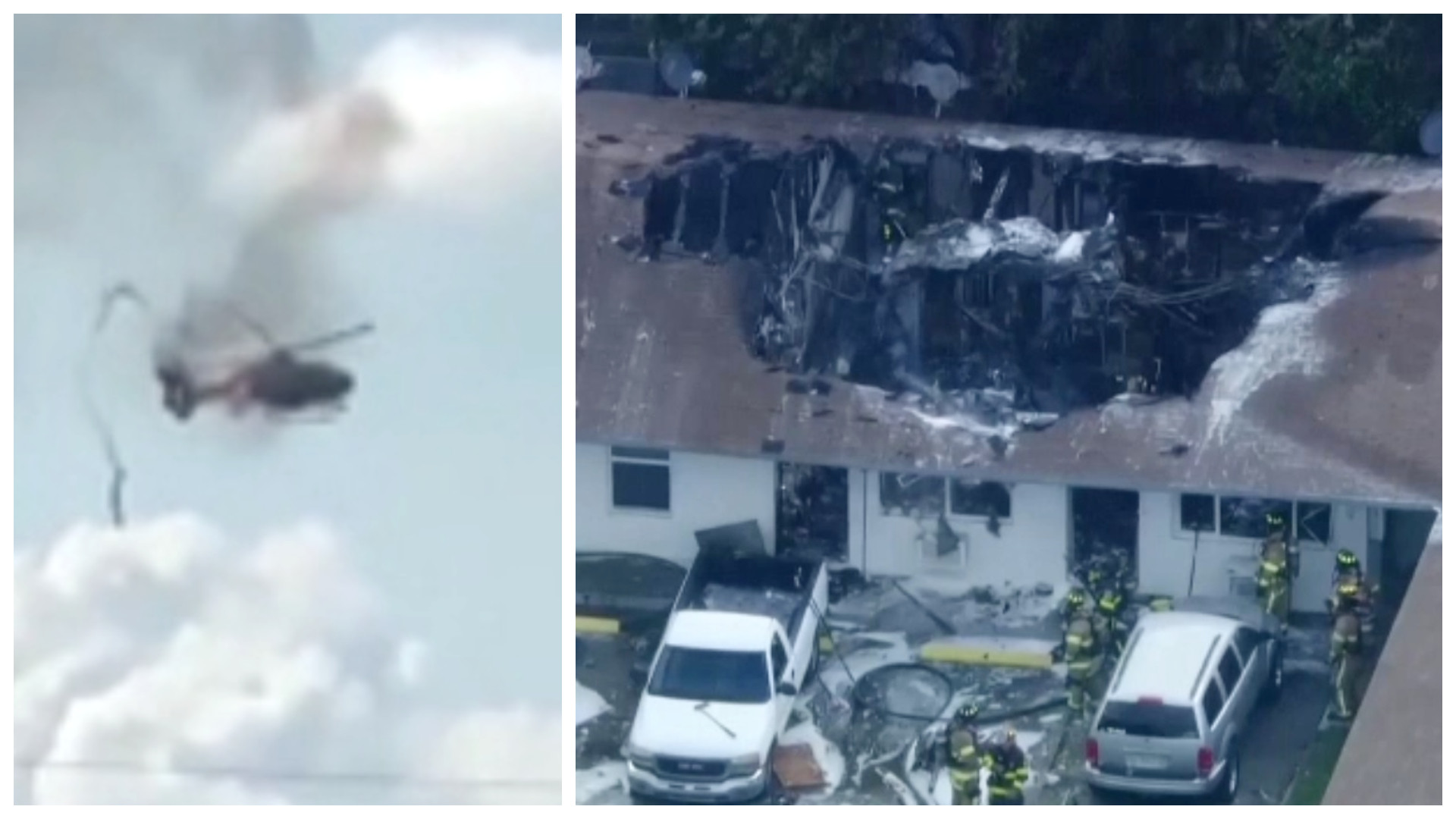 Un elicopter de salvare a luat foc în aer s-a prăbușit peste o clădire de apartamente din Florida