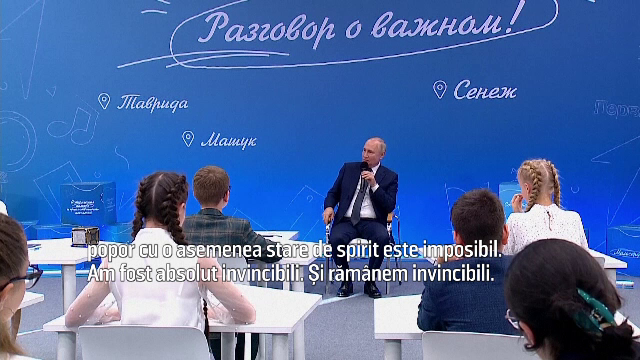 Vladimir Putin anunță în fața unui grup de elevi că Rusia a fost și este o națiune „invincibilă”