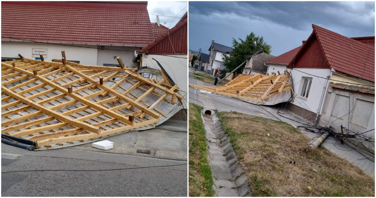 Vijeliile au făcut prăpăd in Alba. Mai mulți copaci și stâlpi au fost doborâți, mai multe case au rămas fără acoperiș