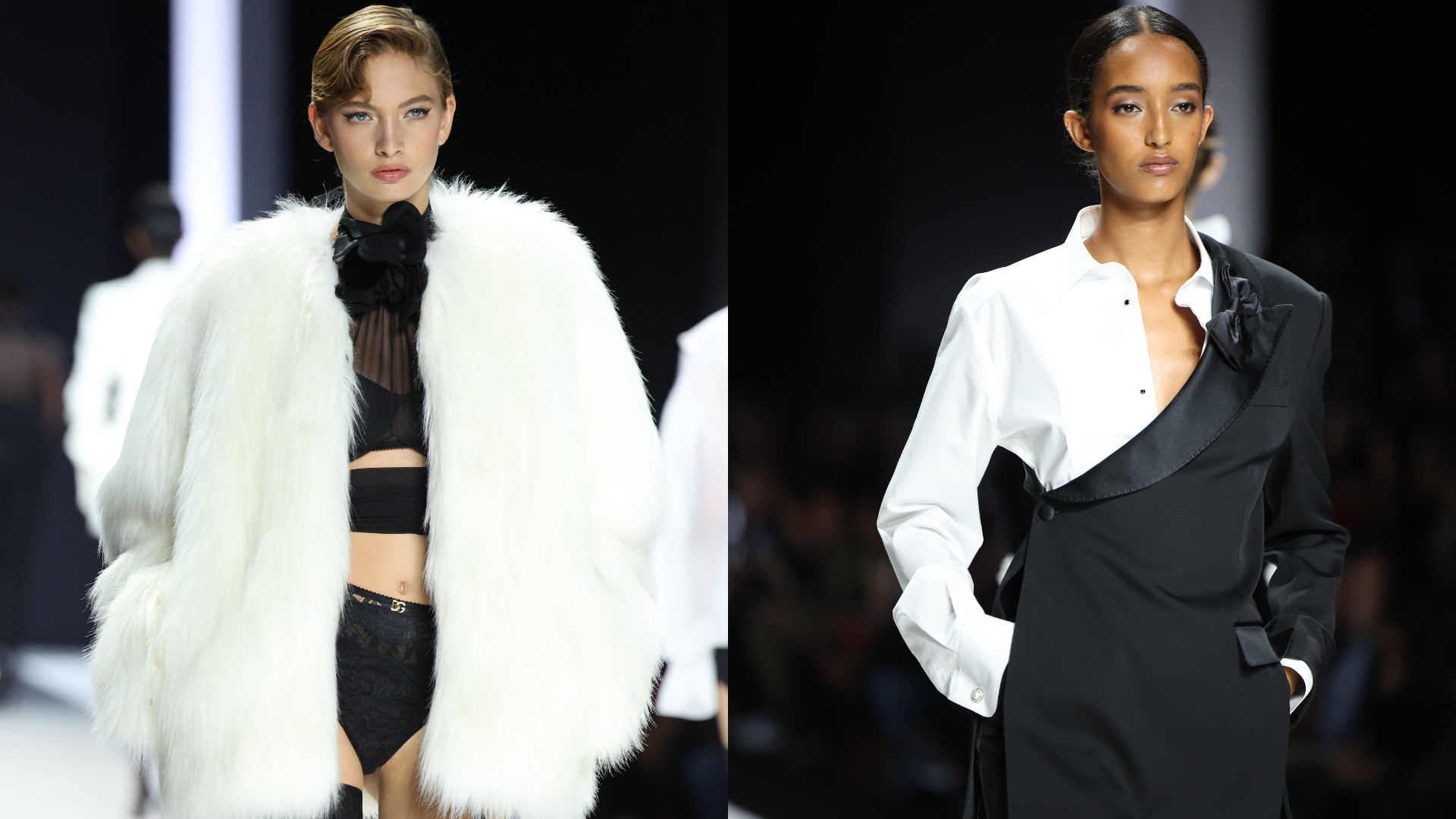 Creaţiile vestimentare în alb şi negru au dominat colecţia Dolce & Gabbana prezentată la Milano | GALERIE FOTO