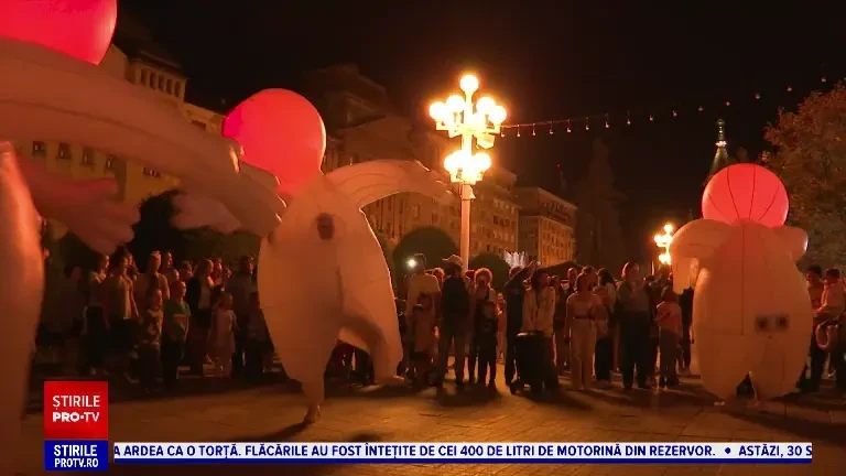 Timișoara a devenit capitala europeană a luminii. Lebede viu colorate și un câmp plin de licurici, la festivalul Lights On