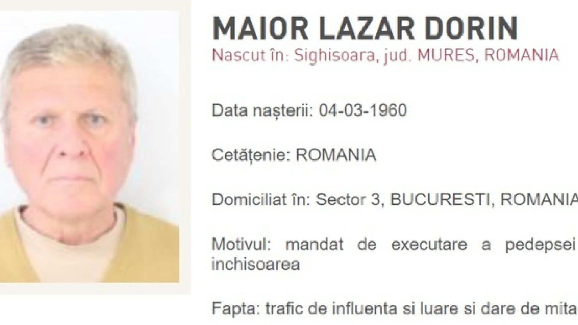 SURSE: Fostul preşedinte al revoluţionarilor Dorin Lazăr Maior va fi adus în ţară, luni, din Italia. Ce fapte a comis