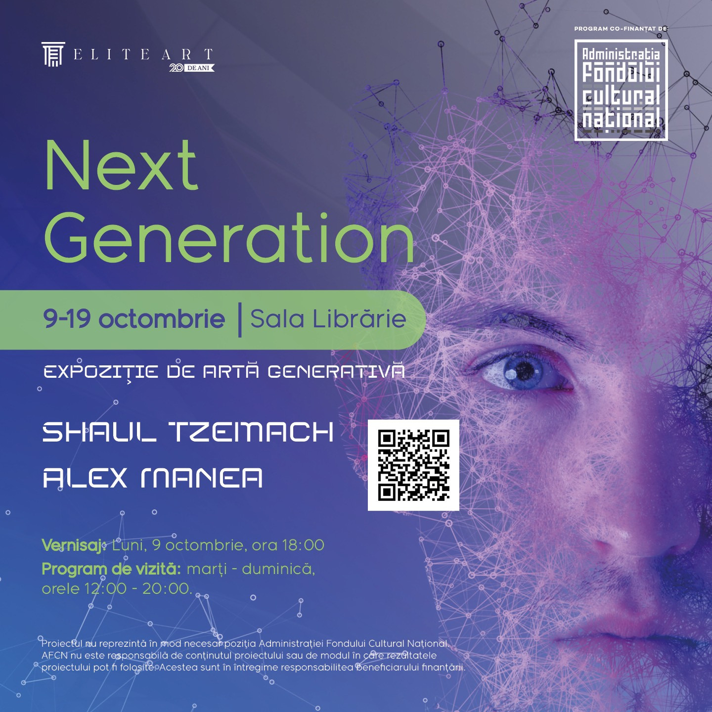 (P) Asociația Elite Art Club organizează vernisajul expoziției de artă generativă din cadrul proiectului NextGeneration
