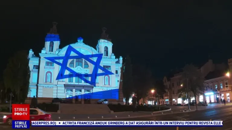 Opera din Cluj-Napoca a fost luminată în culorile drapelului israelian. „Trebuie să fim solidari cu ei”