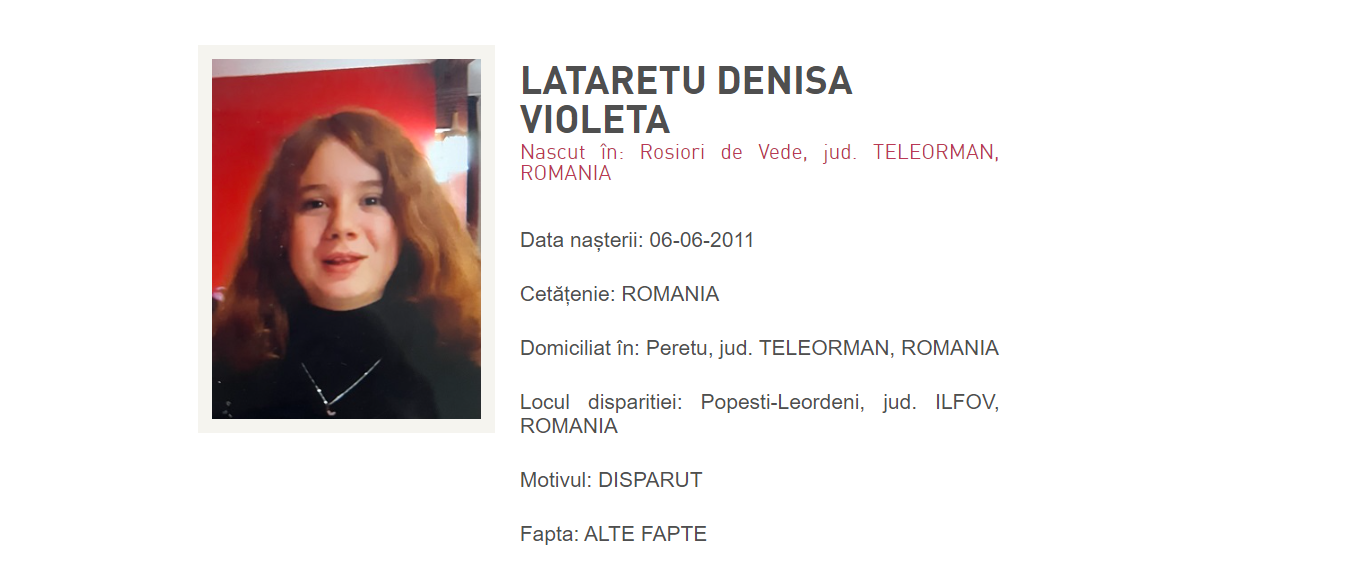 Fata din Popeşti Leordeni dispărută sâmbătă dimineaţa a fost găsită de autorități în Vâlcea