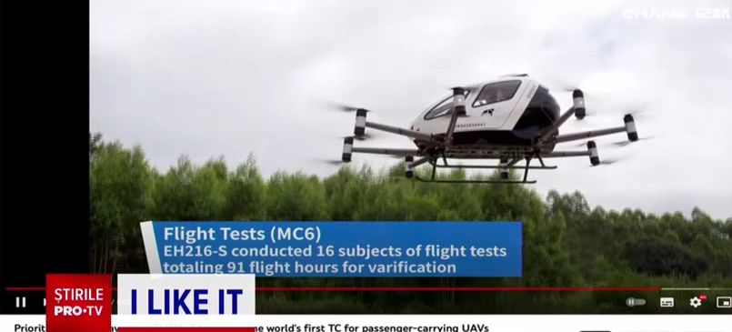 Moment de cotitură în domeniul tehnologiei. Avem prima dronă din lume care a primit certificare pentru zbor cu pasageri