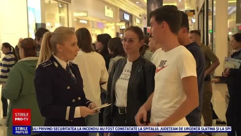 Polițiștii au descins într-un mall din Ploiești, în speranța că vor convinge tineri să aleagă această meserie