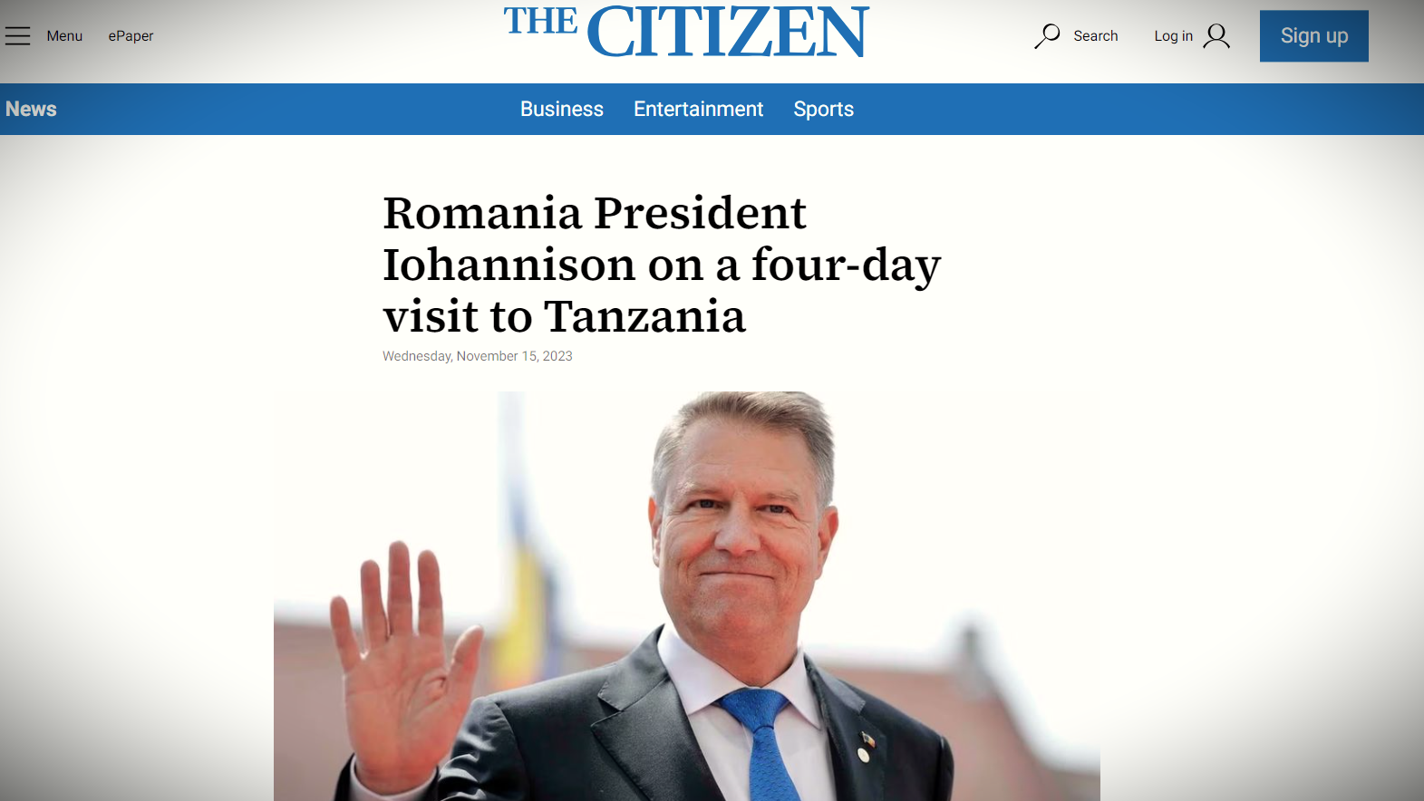 Presa din Tanzania celebrează vizita oficială a președintelui României, „Klaus Iohannison”