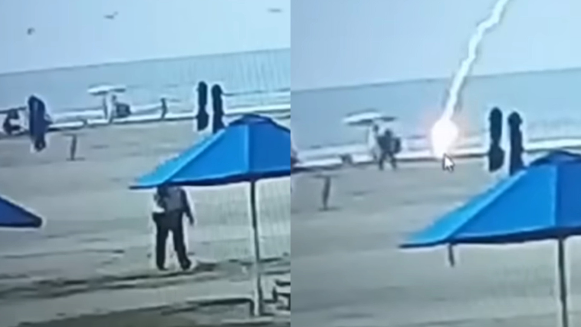 Momentul în care o femeie, mamă a doi copii, este lovită de fulger în timp ce se plimba pe o plajă | VIDEO