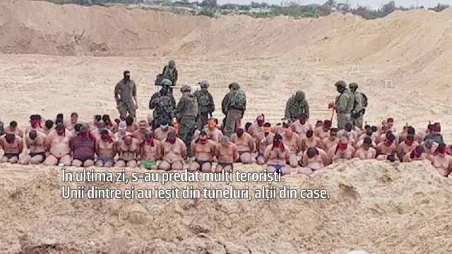 Israelul arată imagini dramatice cu membrii Hamas luați prizonieri, dezbrăcați și încercuiți