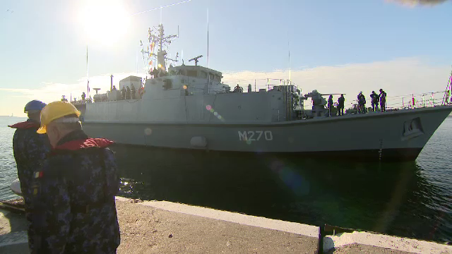 Forțele navale române preiau primul ”vânător de mine” pentru a curăța apele Mării Negre. Nava a costat 75 de milioane euro