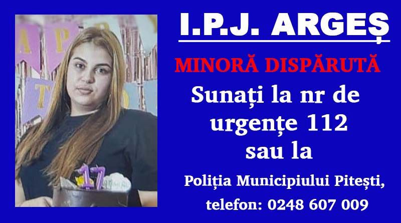 O adolescentă din Pitești a plecat de acasă, iar acum este căutată de poliție. Fata are 17 ani