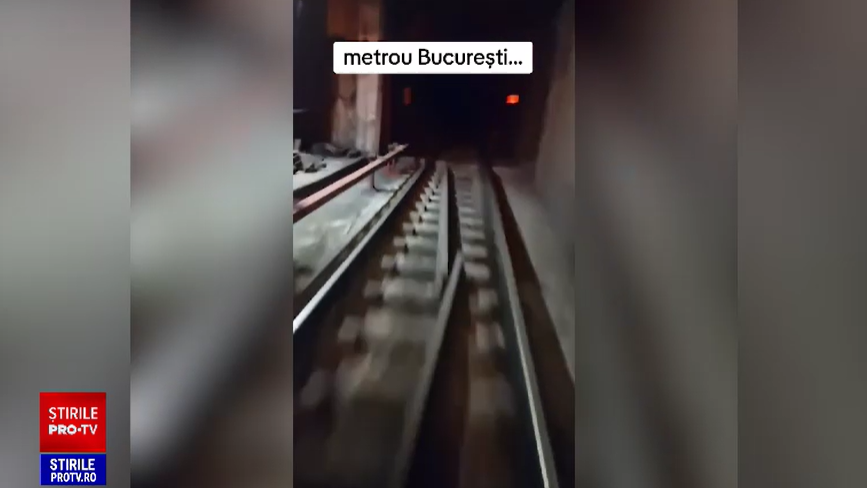 Un tânăr a circulat pe cupla unui metrou, în exteriorul trenului, în București. VIDEO