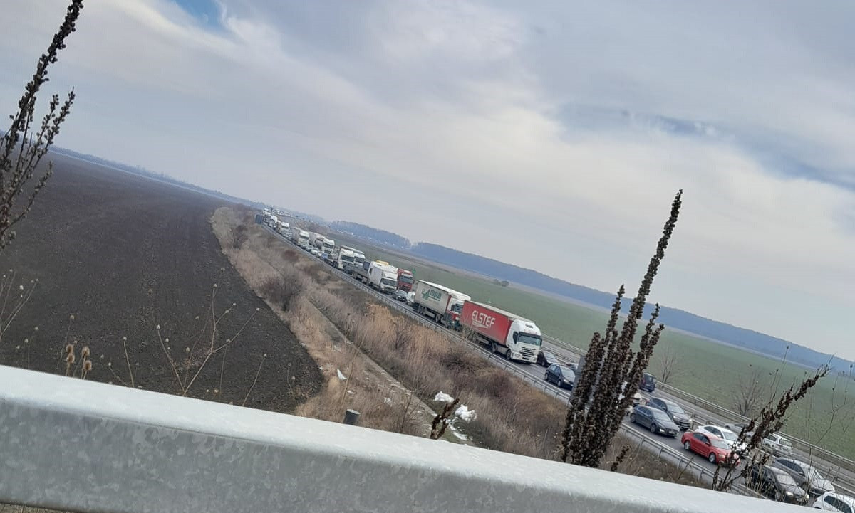 Trafic oprit pe autostrada A3, din cauza protestului transportatorilor şi fermierilor. Coloană de 6 km spre Ploieşti