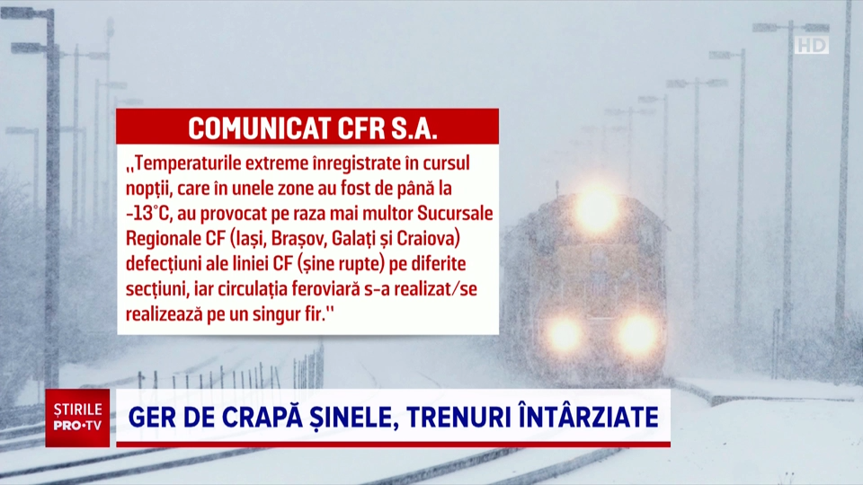 Frigul a înghețat și căile ferate. Călătorii CFR au fost nevoiți să aștepte zeci de minute în vagoane fără căldură