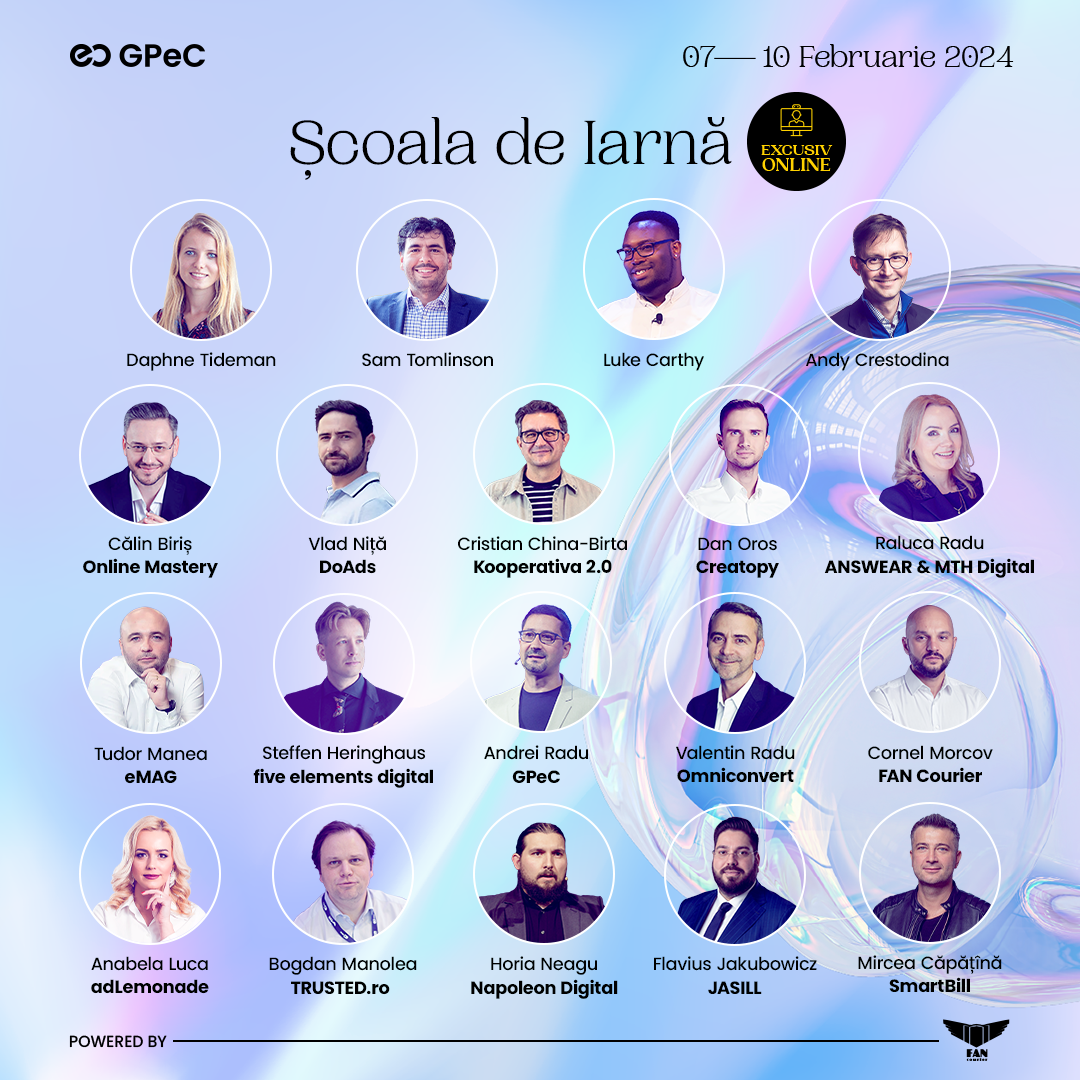 Școala de iarnă GPeC - 15 sesiuni de cursuri intensive de E-commerce și Digital Marketing