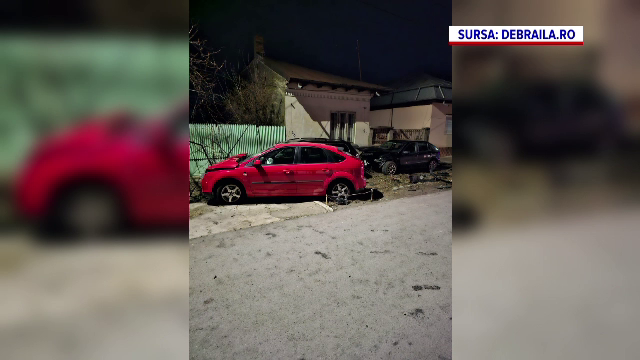 Un șofer beat a avariat patru mașini pe o stradă din Braila. Momentul, surprins de camerele de supraveghere