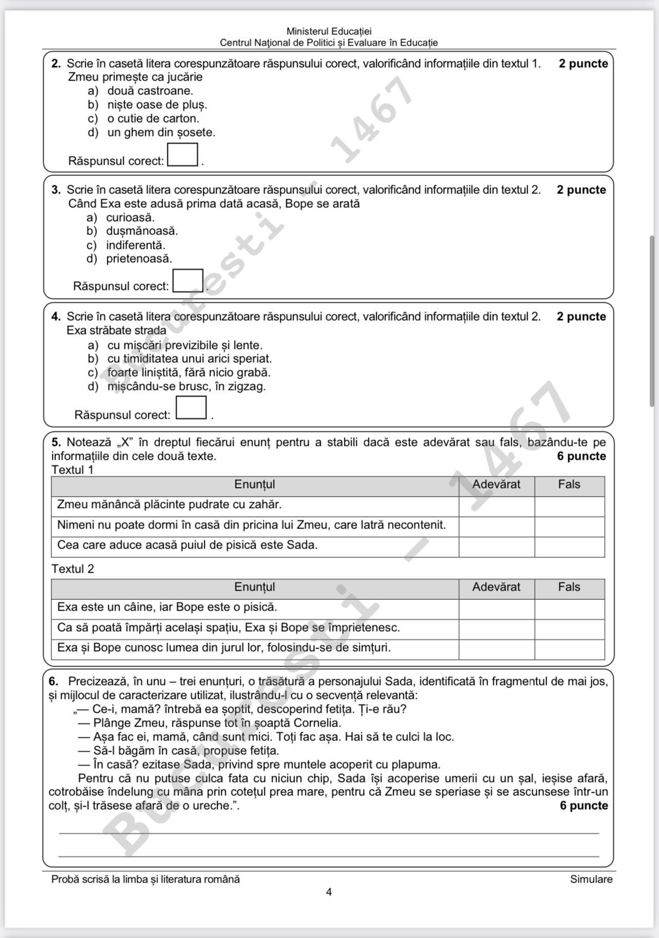 Subiecte simulare EN Rom&acirc;nă