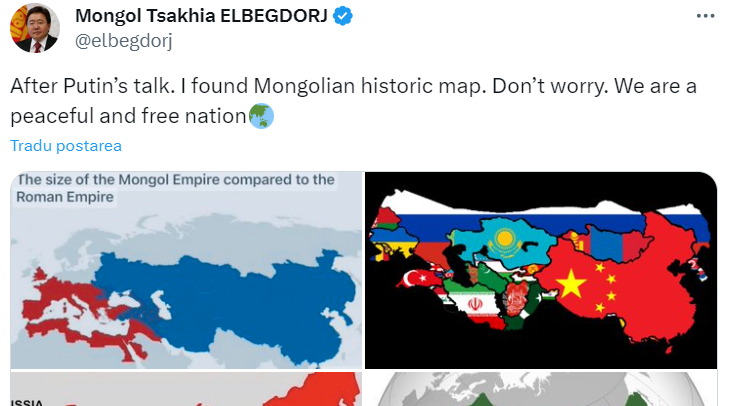 Putin, ironizat de fostul președinte mongolez. Cât de mică era Rusia față de Imperiul Mongol. „Suntem o națiune pașnică”