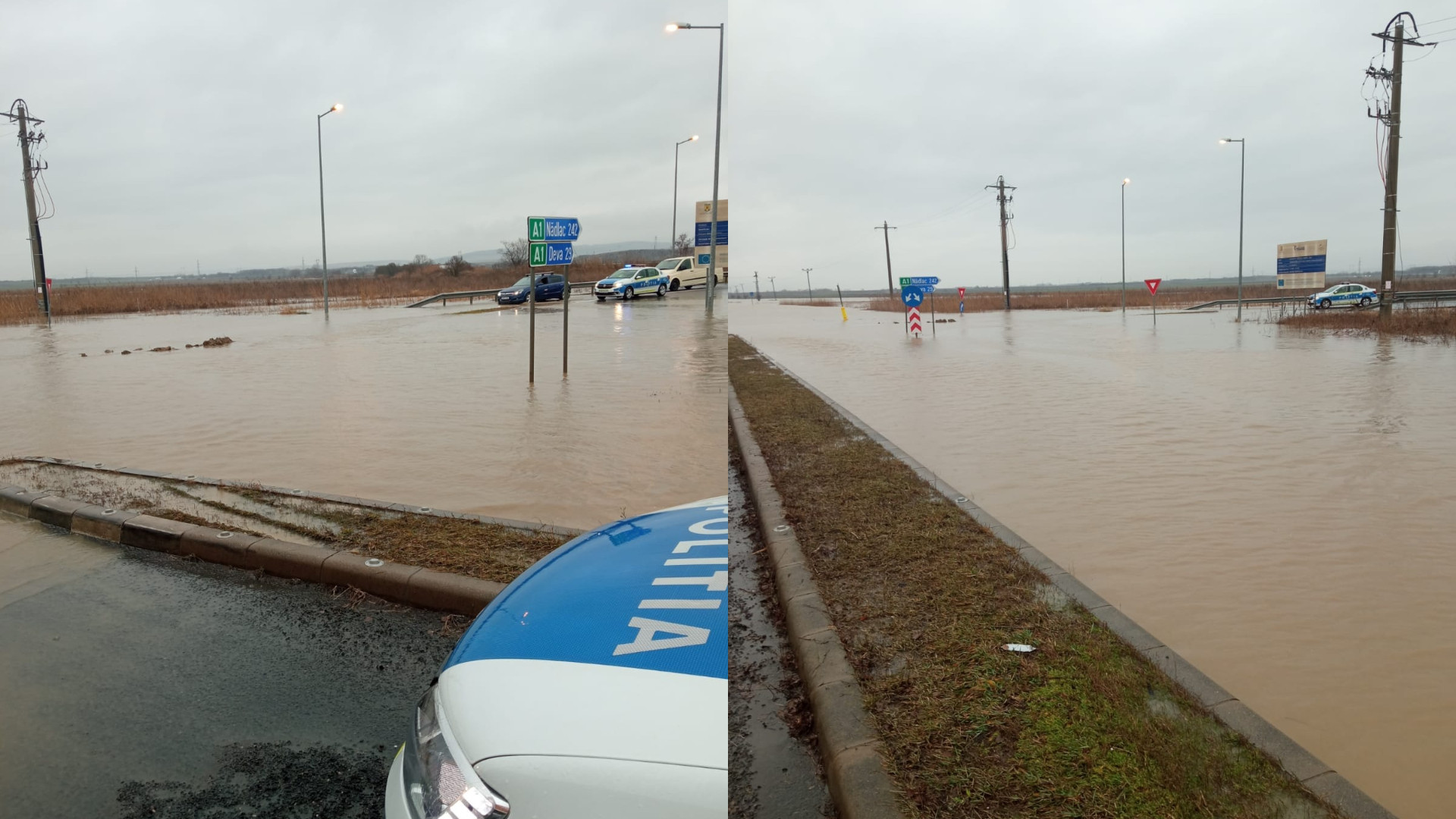 Inundaţii pe DN7, în judeţul Hunedoara, din cauza ploilor abundente. ”Nu s-a oprit toată noaptea”