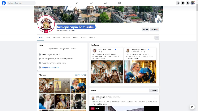 Pagina de Facebook a Arhiepiscopiei Tomisului ar fi fost atacată de hackeri de un cont înregistrat aparent în Vietnam