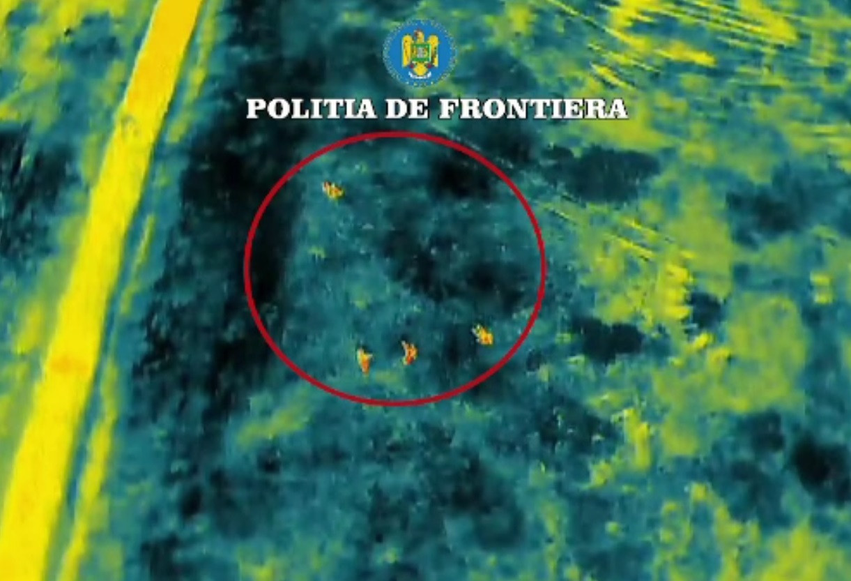 Cinci migranți care încercau să iasă ilegal din România, depistați noaptea cu ajutorul dronelor