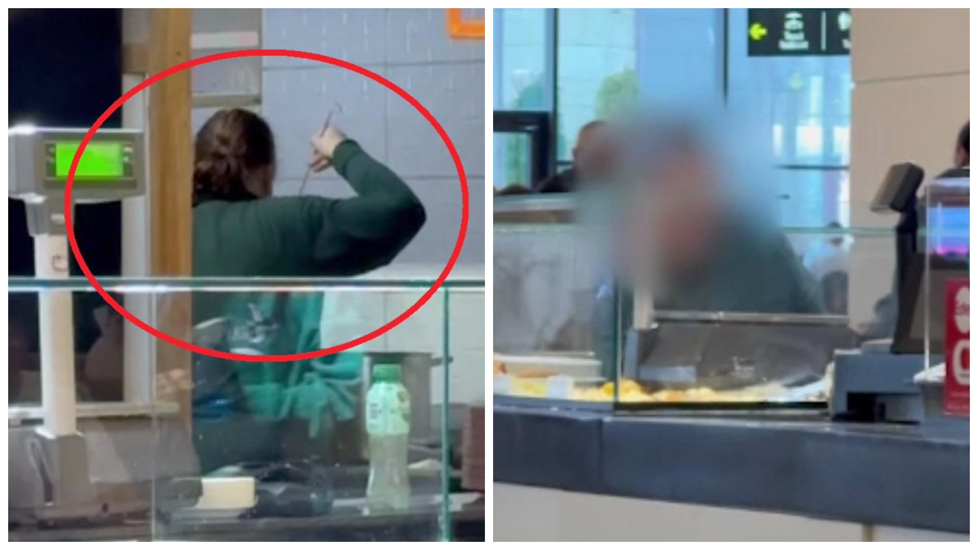 O angajată a unui restaurant dintr-un mare mall din țară, surprinsă în timp ce gusta din ciorba servită clienților