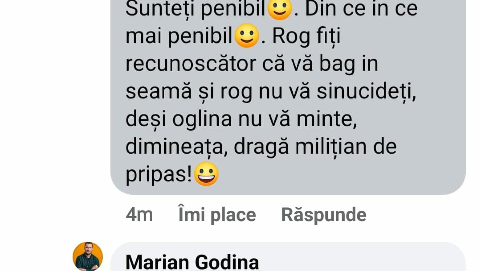 Reacție Cioroianu Godina