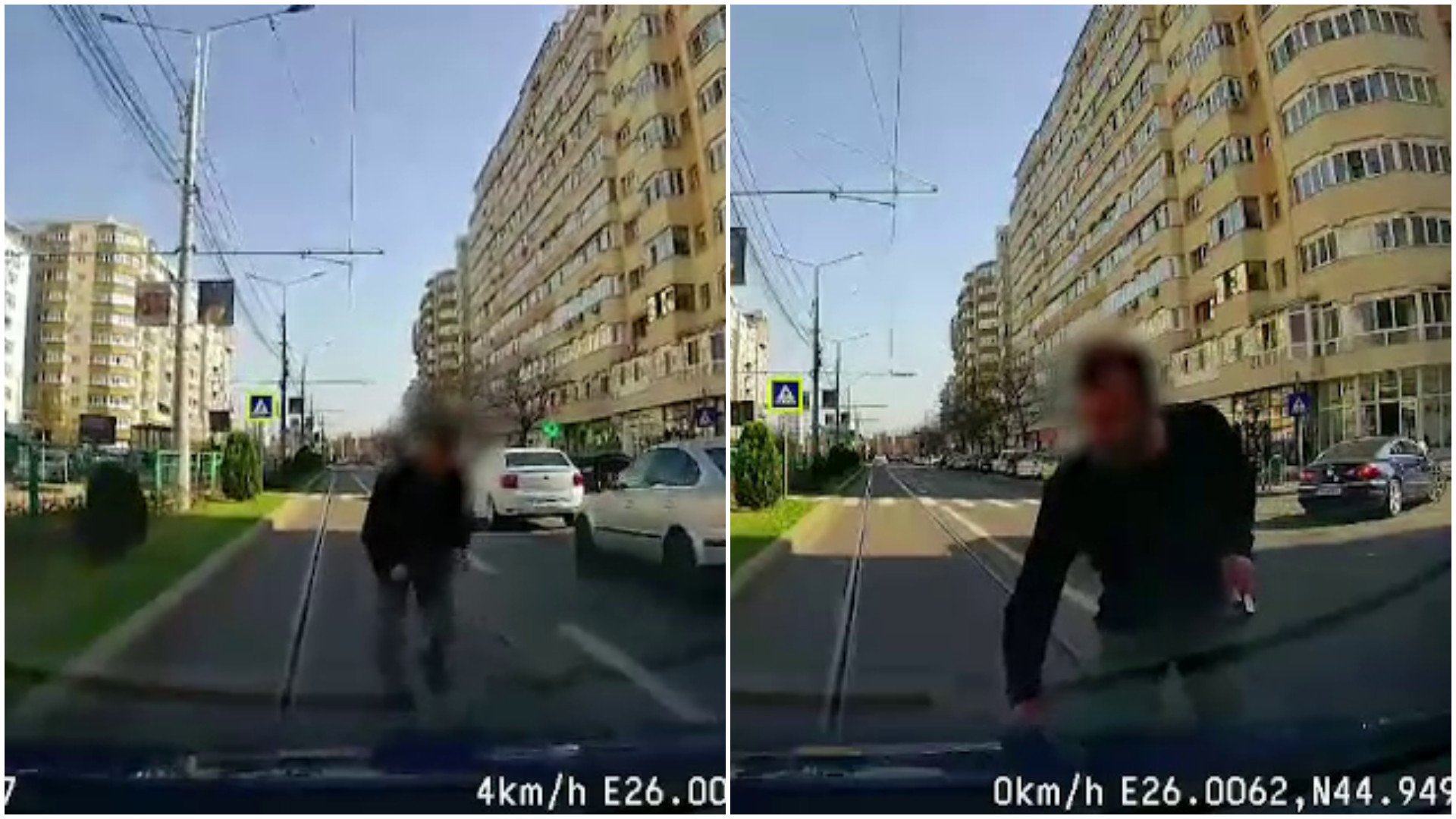 Momente de panică pentru o mamă cu doi copii, aflată în trafic. A fost atacată de un individ în plină stradă