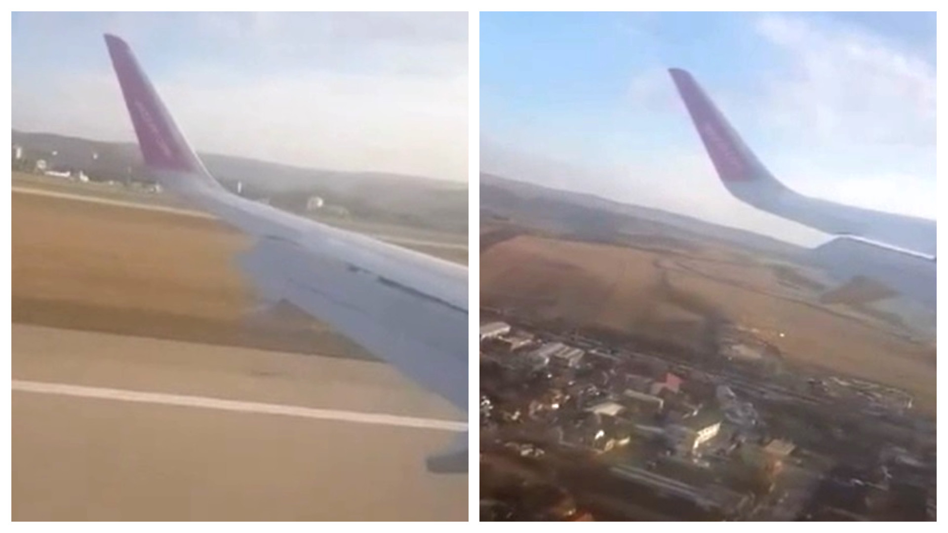 Aterizare ratată pe aeroportul din Cluj-Napoca. Imaginile surprinse de un pasager