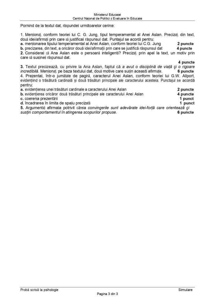Subiecte psihologie simulare bac 2024