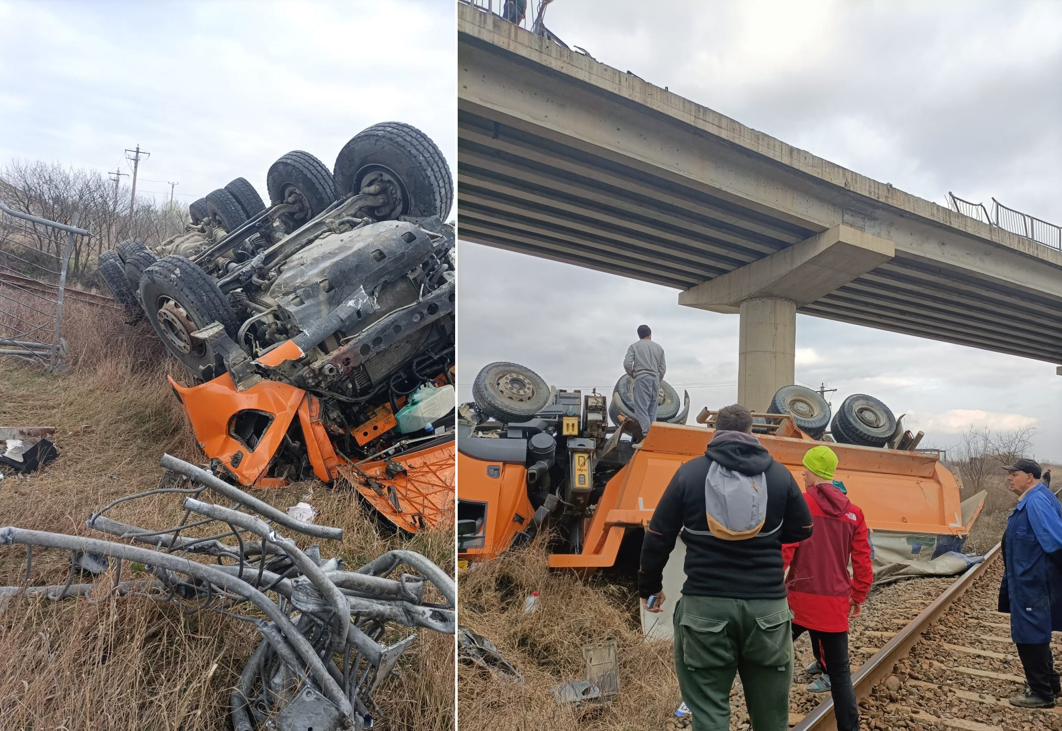 Accident șocant, cu 3 morți, pe DN1. Un camion a trecut peste o mașină și a căzut de pe pod. FOTO