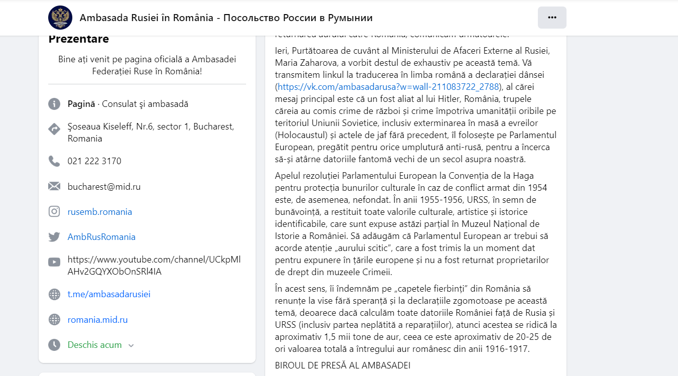 postare ambasada rusiei