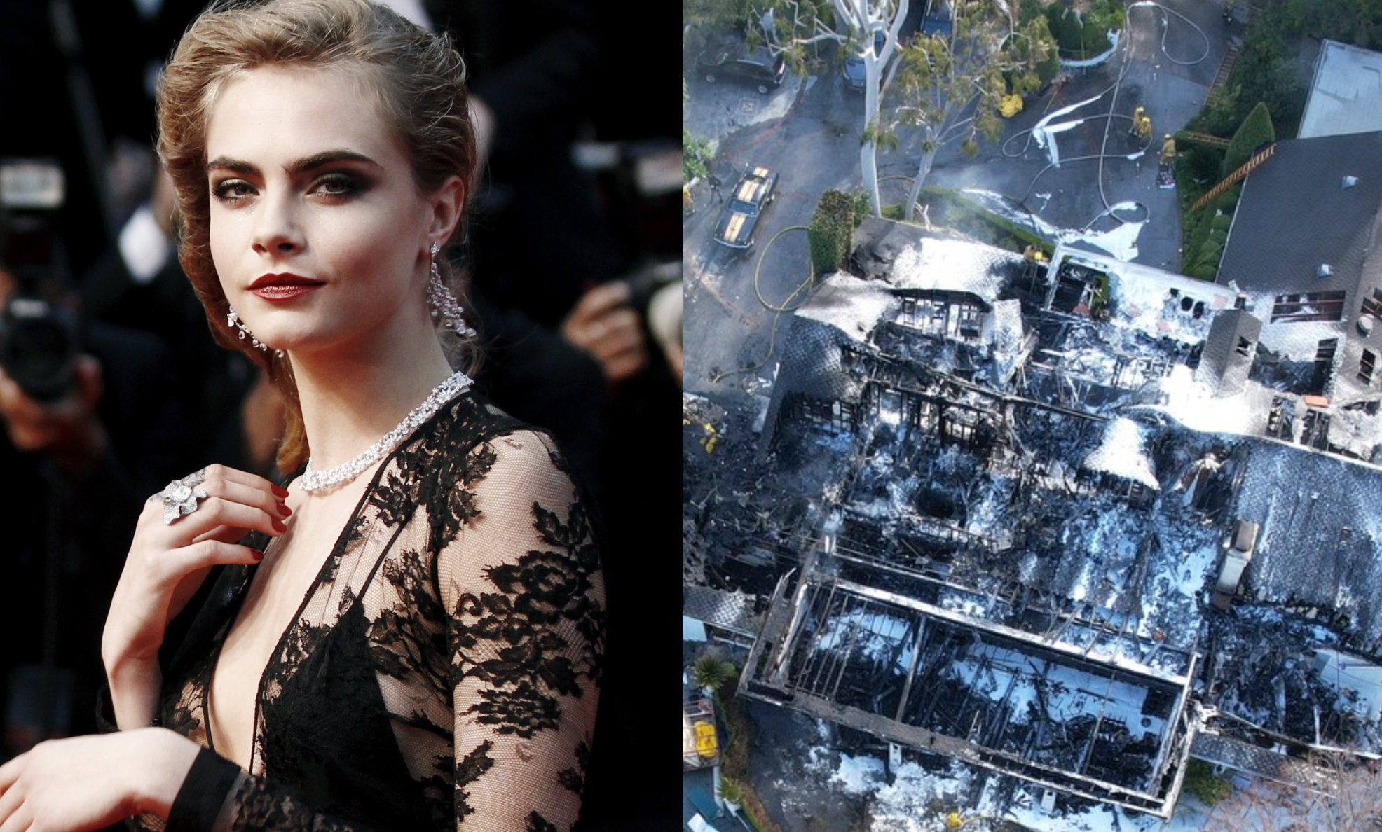 Casa actriței Cara Delevingne a fost distrusă de un incendiu. Acoperișul s-a prăbușit. GALERIE FOTO