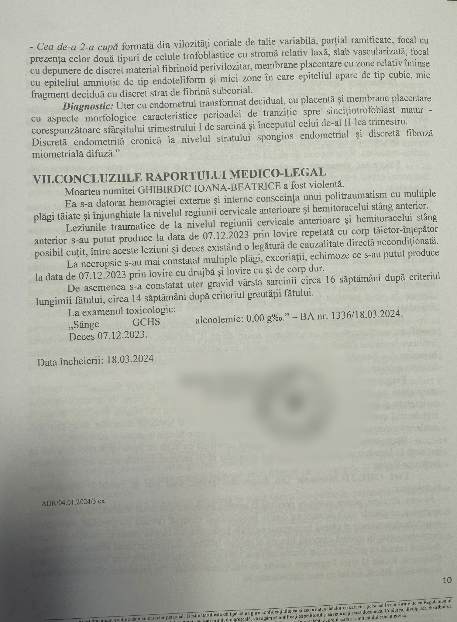 raport angajata ucisa